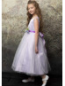 Lilac Satin Tulle Tea Length Flower Girl Dress